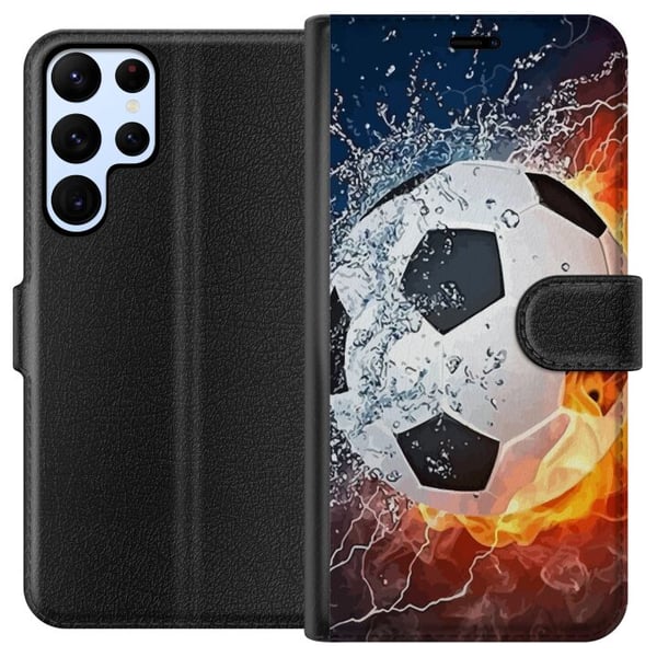 Yhteensopiva Lompakkokotelo Samsung Galaxy S22 Ultra 5G Jalkapallo Tuli