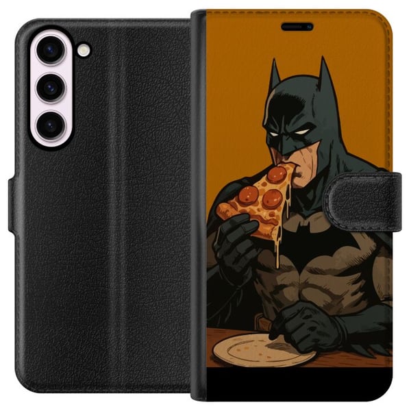 Yhteensopiva Lompakkokotelo Samsung Galaxy S23+ Batman-juliste syö pizzaa DC Comics -sankari sarjakuva retro huumori hauska ruoka-aiheinen kuvitus ha
