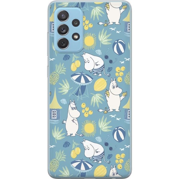 Kompatibelt Mobilskal till Samsung Galaxy A52 5G Strandtema med frukter parasoller sommarhus och glada figurer i färgglatt mönster fyllt av lekfulla Kompatibelt Mobilskal till Samsung Galaxy A52 5G Strandtema med frukter parasoller sommarhus och glada figurer i färgglatt mönster fyllt av lekfulla