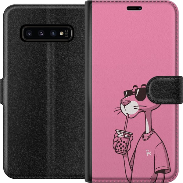 Yhteensopiva Lompakkokotelo Samsung Galaxy S10 Pink Panteri Juoma