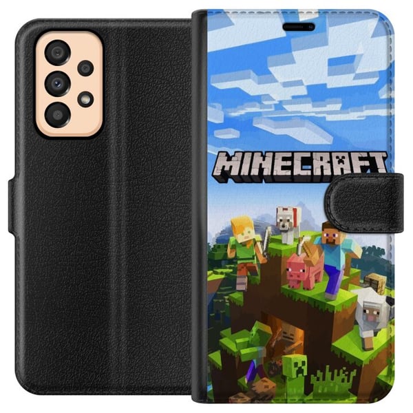 Yhteensopiva Lompakkokotelo Samsung Galaxy A33 5G Minecraft-pikselimaailma Creeper-pelidesign