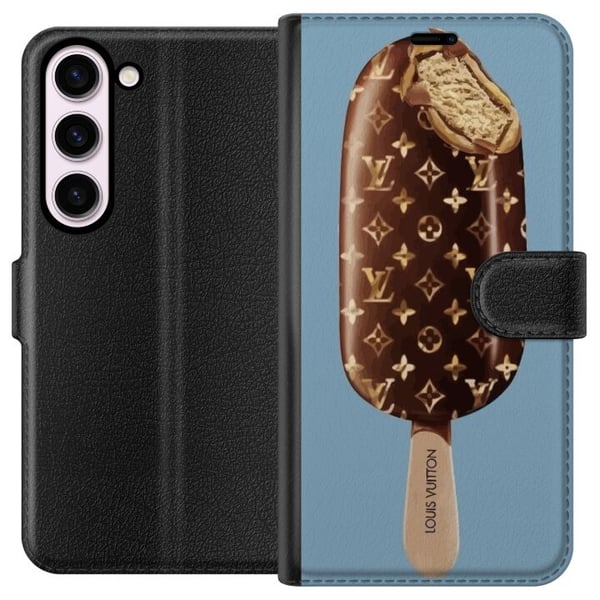 Yhteensopiva Lompakkokotelo Samsung Galaxy S23 Ylellinen jäätelöpuikko suklaanruskealla kuviolla, eksklusiivinen muotoilu trendikkääseen ja moderniin