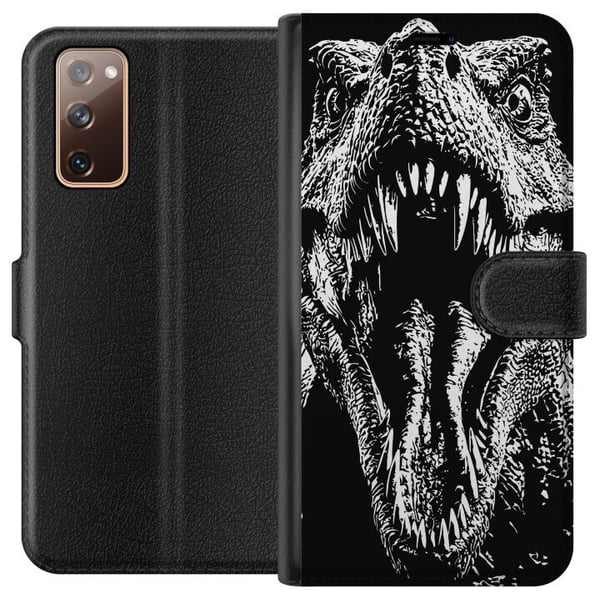 Kompatibelt Lommeboketui til Samsung Galaxy S20 FE T-Rex brøl dinosaur episk svart-hvitt forhistorisk beist voldsomt brøl monster kunst illustrasjon