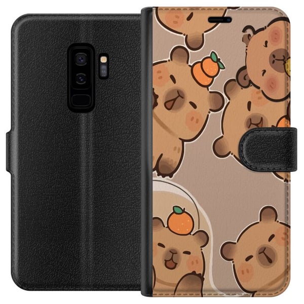 Yhteensopiva Lompakkokotelo Samsung Galaxy S9+ Suloiset kapibaarit lämpimissä sävyissä appelsiinien ja iloisten ilmeiden kanssa Yhteensopiva Lompakkokotelo Samsung Galaxy S9+ Suloiset kapibaarit lämpimissä sävyissä appelsiinien ja iloisten ilmeiden kanssa