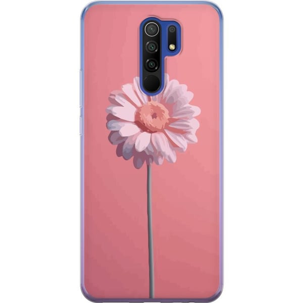 Kompatibel Mobilcover til Xiaomi Redmi 9 Enkel lyserød blomst på lys baggrund elegant minimalistisk design perfekt til et stilrent look
