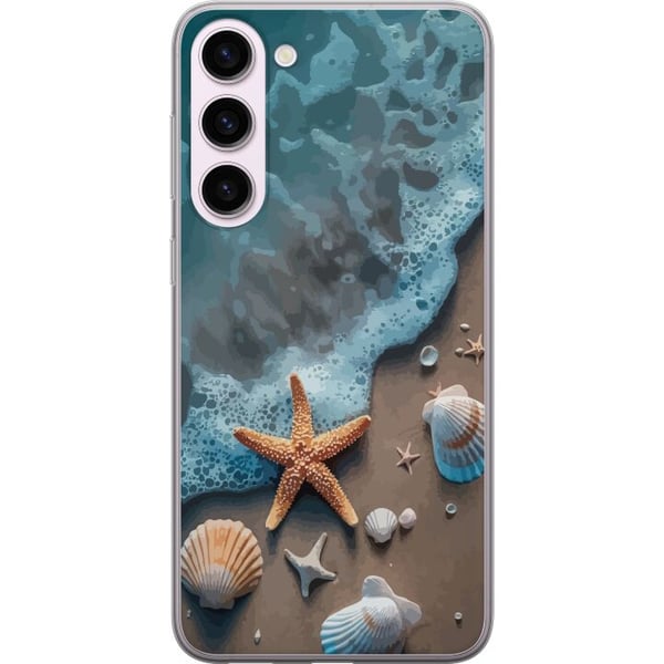 Kompatibel Mobilcover til Samsung Galaxy S23+ Søstjerne og muslinger stranddesign med rolige bølger hav og sand inspireret af feriestemning natur og Kompatibel Mobilcover til Samsung Galaxy S23+ Søstjerne og muslinger stranddesign med rolige bølger hav og sand inspireret af feriestemning natur og