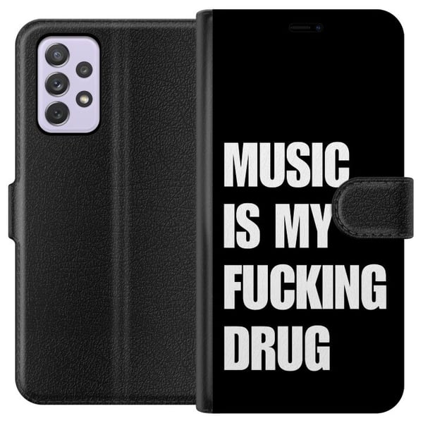 Kompatibel Tegnebogsetui til Samsung Galaxy A52s 5G Tydelig sort baggrund med stærk hvid tekst, der udtrykker passion for musik i en kraftfuld, ligef