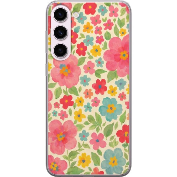 Kompatibel Mobilcover til Samsung Galaxy S23+ Legesyge blomster i et farverigt håndmalet mønster Kompatibel Mobilcover til Samsung Galaxy S23+ Legesyge blomster i et farverigt håndmalet mønster