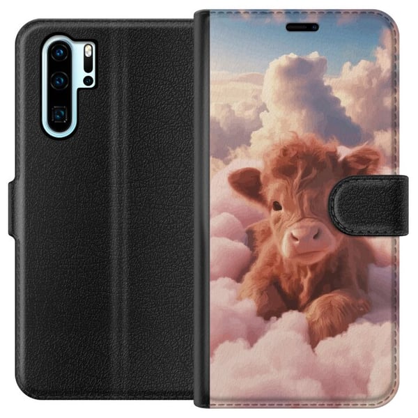 Yhteensopiva Lompakkokotelo Huawei P30 Pro Suloinen vasikka pilvien keskellä unenomaisen vaaleanpunainen design pehmeillä väreillä lämmin rauhan turv