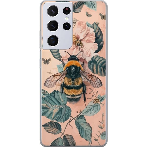Kompatibelt Mobildeksel til Samsung Galaxy S21 Ultra 5G Humle på blomst i pastelltoner, vakkert naturinspirert design som formidler ro, energi og har Kompatibelt Mobildeksel til Samsung Galaxy S21 Ultra 5G Humle på blomst i pastelltoner, vakkert naturinspirert design som formidler ro, energi og har