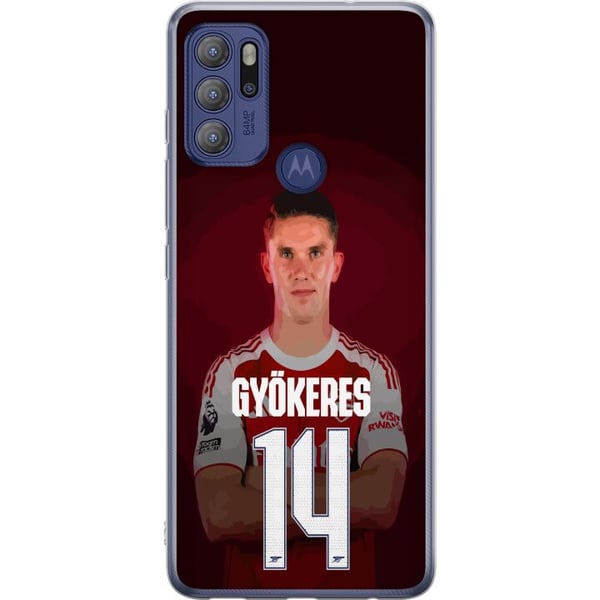 Kompatibel Mobilcover til Motorola Moto G60S Viktor Gyökeres Arsenal 14 Fodboldinspireret design med Gyökeres i rød kamptrøje nummer 14