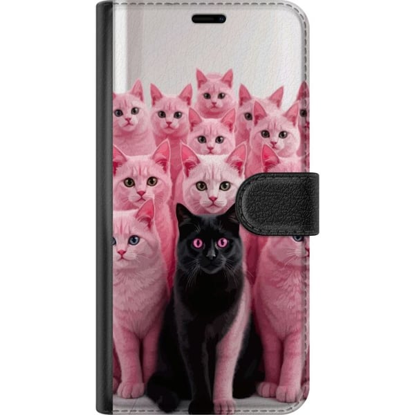 Kompatibelt Lommeboketui til Samsung Galaxy S20 FE Svart katt blant rosa katter, morsomt kontrastfylt design med leken sjarm og trendy fargekombinasj