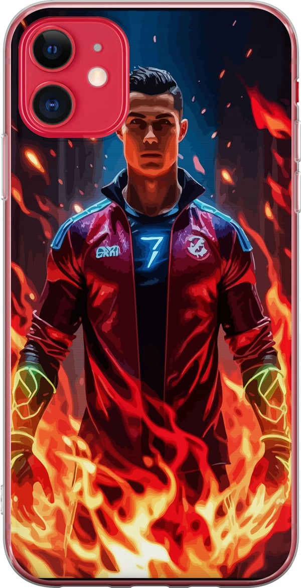 Yhteensopiva Puhelinkuori Apple iPhone 11 Ronaldo Inferno - jalkapallolegenda liekeissä