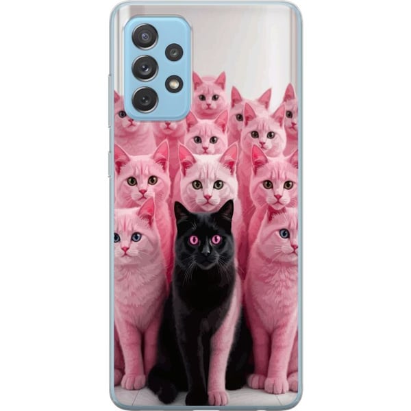 Kompatibelt Mobilskal till Samsung Galaxy A52 5G Svart katt bland rosa katter rolig kontrastfylld design med lekfull charm och trendig färgkombinatio Kompatibelt Mobilskal till Samsung Galaxy A52 5G Svart katt bland rosa katter rolig kontrastfylld design med lekfull charm och trendig färgkombinatio