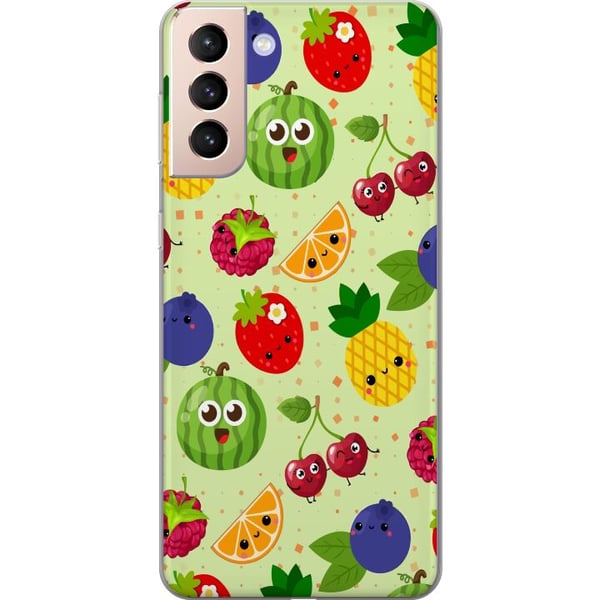 Kompatibelt Mobildeksel til Samsung Galaxy S21 Fruktmønster med ananas, melon og kirsebær, fargerikt design som sprer glede og sommerenergi