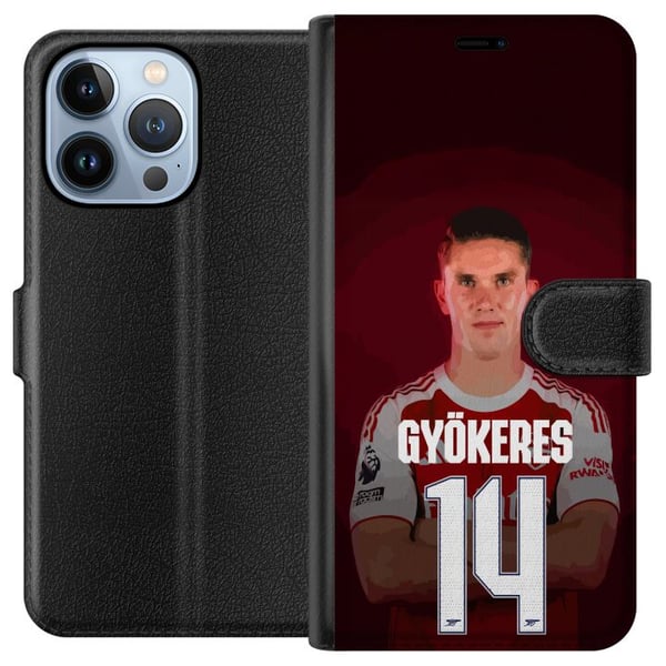 Yhteensopiva Lompakkokotelo Apple iPhone 13 Pro Viktor Gyökeres Arsenal 14 Jalkapallohenkinen design, jossa Gyökeres on punaisessa pelipaidassa numer