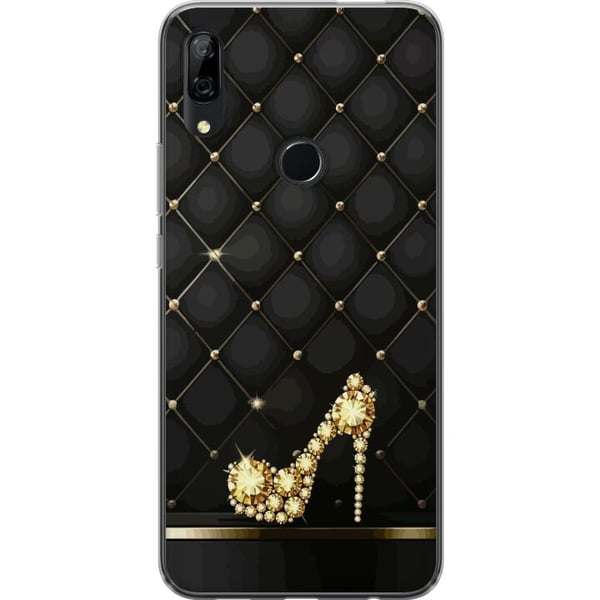 Kompatibel Mobilcover til Huawei P Smart Z Eksklusiv højhælet sko i guld med juvellignende detaljer