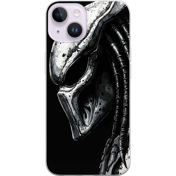 Kompatibelt Mobilskal till Apple iPhone 14 Plus Dramatisk illustration av Predator-mask med metalliska texturer skuggor och detaljer som förstärker i
