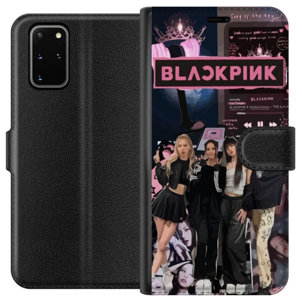 Kompatibelt Plånboksfodral till Samsung Galaxy S20+ BLACKPINK collage med musikspelare modeestetik rosa svart K pop design Kompatibelt Plånboksfodral till Samsung Galaxy S20+ BLACKPINK collage med musikspelare modeestetik rosa svart K pop design