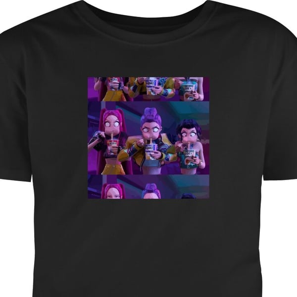 Barn T-skjorte Demon Hunters KPop figur med mörk aura Svart 12-13 År