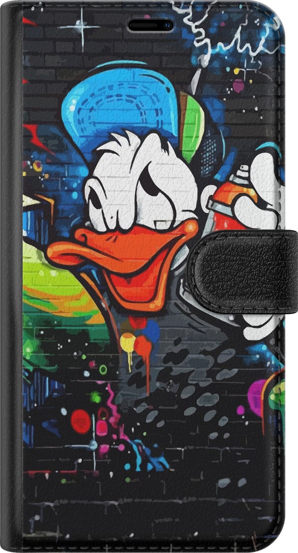 Kompatibelt Plånboksfodral till Apple iPhone 12 mini Kalle Anka Graffiti Disney Design Roligt Barn Motiv