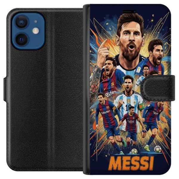 Kompatibel Tegnebogsetui til Apple iPhone 12 mini Messi-plakat Argentina Barcelona fodboldlegende GOAT verdensmesterskab nummer 10 fodboldspiller ret