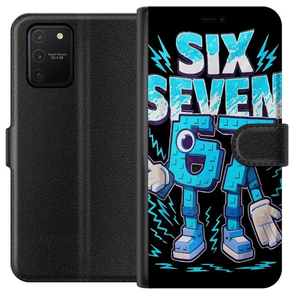 Kompatibelt Lommeboketui til Samsung Galaxy S10 Lite Lekfull blå Six Seven-illustrasjon i retro arkadestil med sterk typografi og gamingfølelse Kompatibelt Lommeboketui til Samsung Galaxy S10 Lite Lekfull blå Six Seven-illustrasjon i retro arkadestil med sterk typografi og gamingfølelse