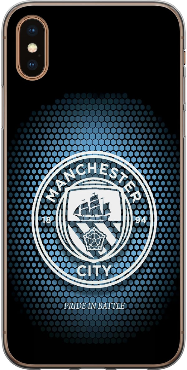 Yhteensopiva Puhelinkuori Apple iPhone XS Max Manchester City jalkapallo Erling Haaland sininen seuradesign kuvitus
