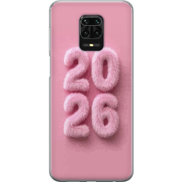 Kompatibel Mobilcover til Xiaomi Redmi Note 9S Lyserødt fluff 2026, tekst i pastel, moderne nytårstrend med blødt design, perfekt til dekoration og p