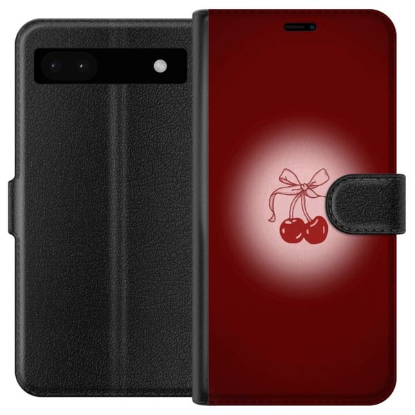 Yhteensopiva Lompakkokotelo Google Pixel 6a Cherry Bow -kirsikkadesign rusettikoristeella romanttisessa retrotyylissä, punainen väri ja vintagehenkis