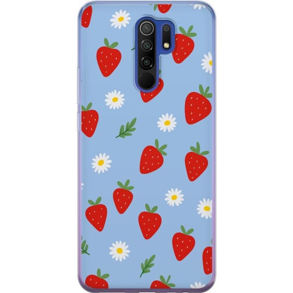 Kompatibel Mobilcover til Xiaomi Redmi 9 jordbær jordbær mønster sommer blomster præstekrave svensk midsommer retro tryk bærdesign