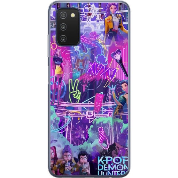 Yhteensopiva Puhelinkuori Samsung Galaxy A03s Kpop demoninmetsästäjät neonvalot kaupunki violetti hehku idoliestetiikka tunnelma