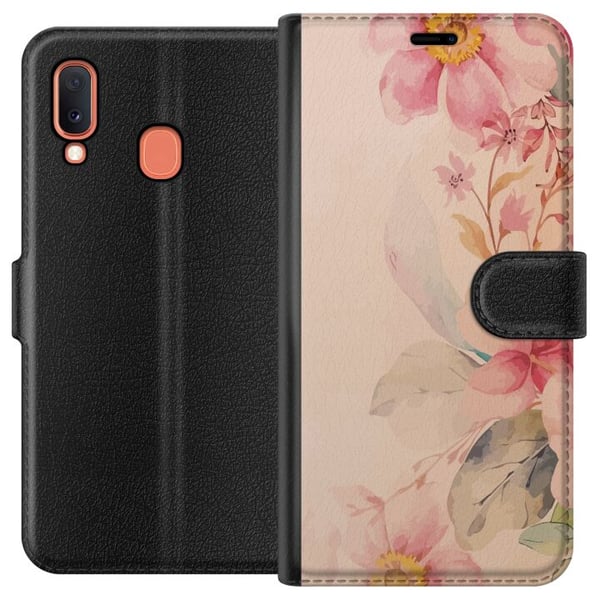 Kompatibelt Plånboksfodral till Samsung Galaxy A20e Färgglada Blommor Kompatibelt Plånboksfodral till Samsung Galaxy A20e Färgglada Blommor