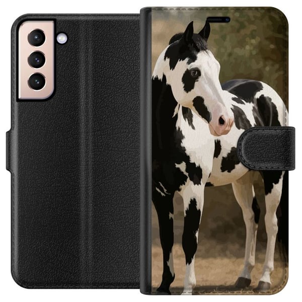 Kompatibelt Lommeboketui til Samsung Galaxy S21 Vakker Hest - elegant illustrasjon av hestemotiv