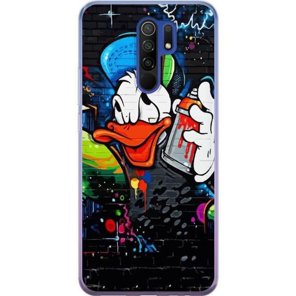 Kompatibelt Mobilskal till Xiaomi Redmi 9 Kalle Anka Graffiti Disney Design Roligt Barn Motiv
