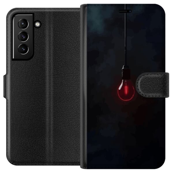Kompatibelt Lommeboketui til Samsung Galaxy S21+ 5G Mørkerød lyspære i mørkt miljø, elegant futuristisk design med kunstnerisk touch for deg som like Kompatibelt Lommeboketui til Samsung Galaxy S21+ 5G Mørkerød lyspære i mørkt miljø, elegant futuristisk design med kunstnerisk touch for deg som like