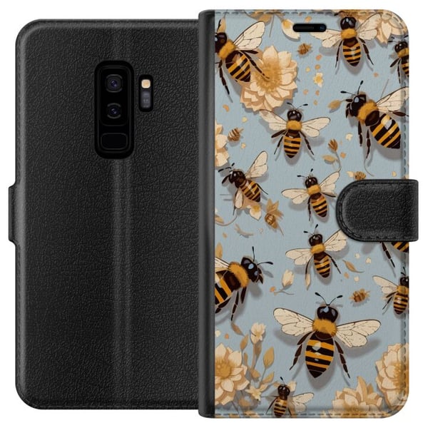 Kompatibelt Lommeboketui til Samsung Galaxy S9+ Bier og blomster blå bakgrunn naturinspirert design med sjarm og farge for et sommerlig uttrykk Kompatibelt Lommeboketui til Samsung Galaxy S9+ Bier og blomster blå bakgrunn naturinspirert design med sjarm og farge for et sommerlig uttrykk