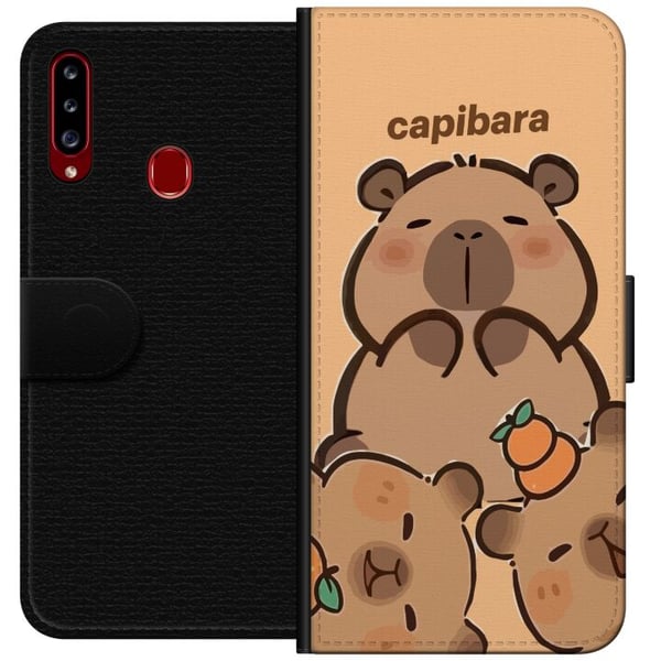Kompatibelt Plånboksfodral till Samsung Galaxy A20s Capybara kawaii söt figur samlarobjekt
