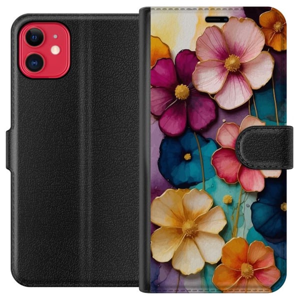 Kompatibelt Plånboksfodral till Apple iPhone 11 Blommor Färger Kompatibelt Plånboksfodral till Apple iPhone 11 Blommor Färger
