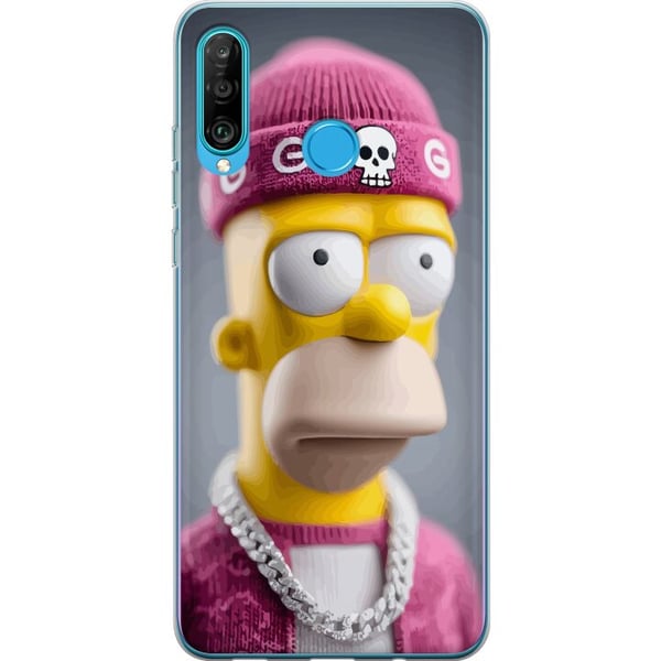 Kompatibelt Mobilskal till Huawei P30 lite Homer Simpson inspirerad karaktär i rosa beanie kedja och streetstil perfekt för fans av Simpsons och mode