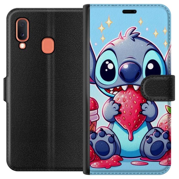 Kompatibelt Lommeboketui til Samsung Galaxy A20e Stitch jordbær Kompatibelt Lommeboketui til Samsung Galaxy A20e Stitch jordbær