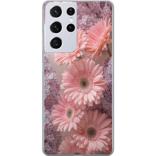 Kompatibelt Mobildeksel til Samsung Galaxy S21 Ultra 5G Rosa blomster blomstermønsterdesign Kompatibelt Mobildeksel til Samsung Galaxy S21 Ultra 5G Rosa blomster blomstermønsterdesign