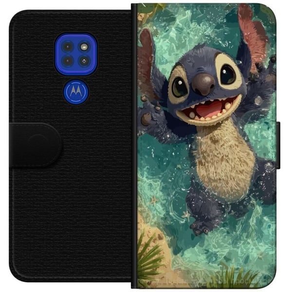 Kompatibel Tegnebogsetui til Motorola Moto G9 Play Glad blåt fantasivæsen, der leger i krystalklart vand, tropisk stemning