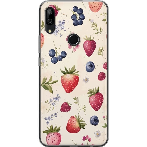 Kompatibelt Mobildeksel til Huawei P Smart Z Sommerlig bærmønster med jordbær, blåbær og blomster i akvarell – trendy og frisk design som passer alle