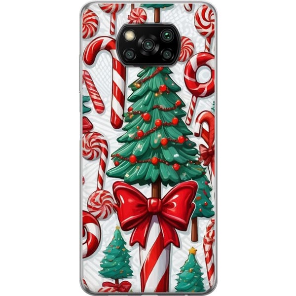 Kompatibel Mobilcover til Xiaomi Poco X3 NFC Juletræ plakat juletræ sukkerstang slik høytidsslik julemotiv retro sukkerstænger design kunst