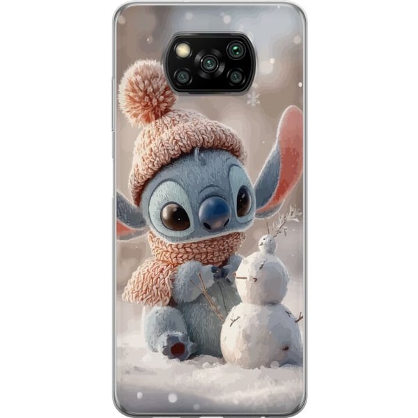Kompatibel Mobilcover til Xiaomi Poco X3 NFC Stitch snemand vinter sød blå alien kawaii jul hyggelig sne sød ferie bedårende plakat