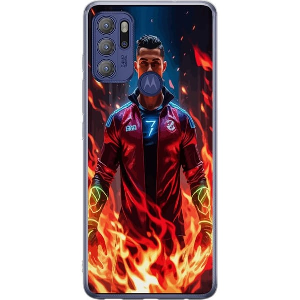 Kompatibel Mobilcover til Motorola Moto G60S Ronaldo Inferno - fodboldhelt i flammer
