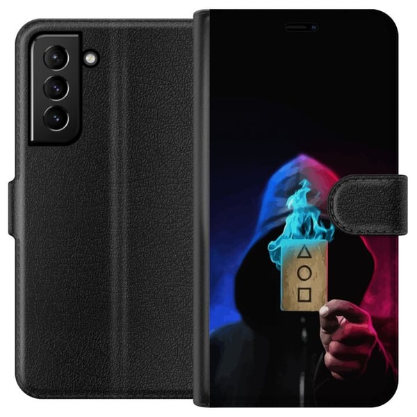 Kompatibelt Lommeboketui til Samsung Galaxy S21+ 5G Squid Game plakat Netflix koreansk serie overlevelsesdrama maske kort hettekledd retrodesign thri Kompatibelt Lommeboketui til Samsung Galaxy S21+ 5G Squid Game plakat Netflix koreansk serie overlevelsesdrama maske kort hettekledd retrodesign thri