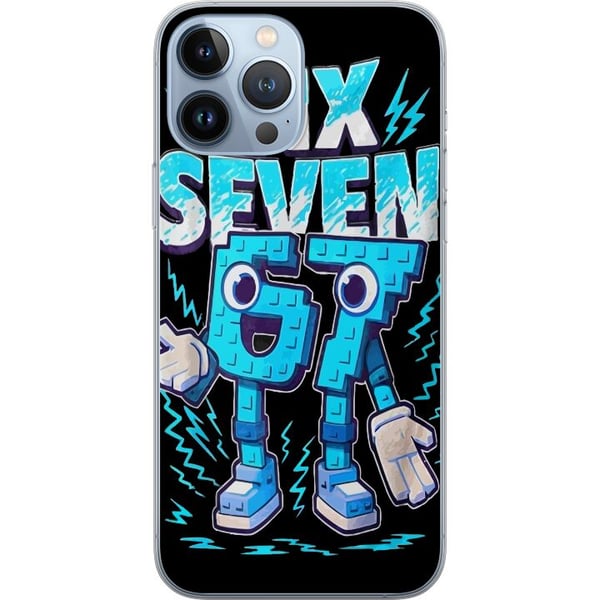 Kompatibelt Mobilskal till Apple iPhone 13 Pro Max Lekfull blå Six Seven-illustration i retro arkadstil med stark typografi och gamingkänsla
