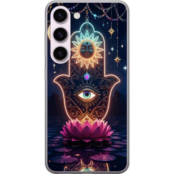 Kompatibel Mobilcover til Samsung Galaxy S23 Symbolisk håndillustration med øje, blomst og lys Kompatibel Mobilcover til Samsung Galaxy S23 Symbolisk håndillustration med øje, blomst og lys
